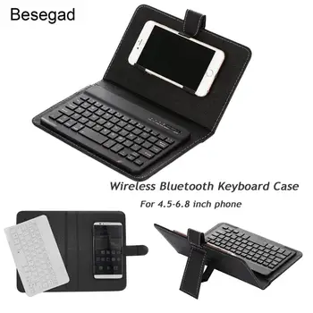 

Besegad PU Leather Wireless Bluetooth Keyboard Case Phone Protective Cover for iPhone Huawei Xiaomi Samsung Phone Tablet