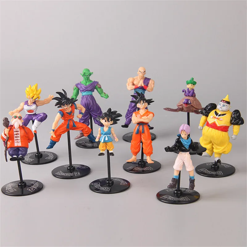 

10pc Free Stents Anime Dragon Ball Super Saiyan Son Action Figures Master Dragonball Figurine Model Toys For Children