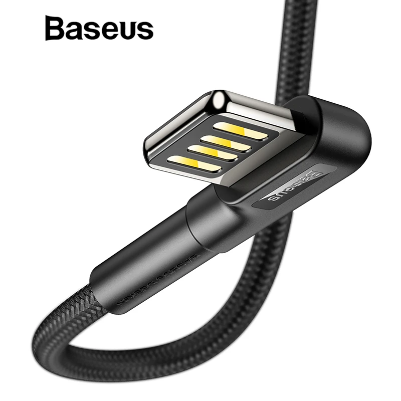 

Baseus USB Cable for iPhone XR Xs Max 8 7 Plus 2.4A Fast Charging LED Light Elbow Charger USB Data Cable for Mobile Phone Wire
