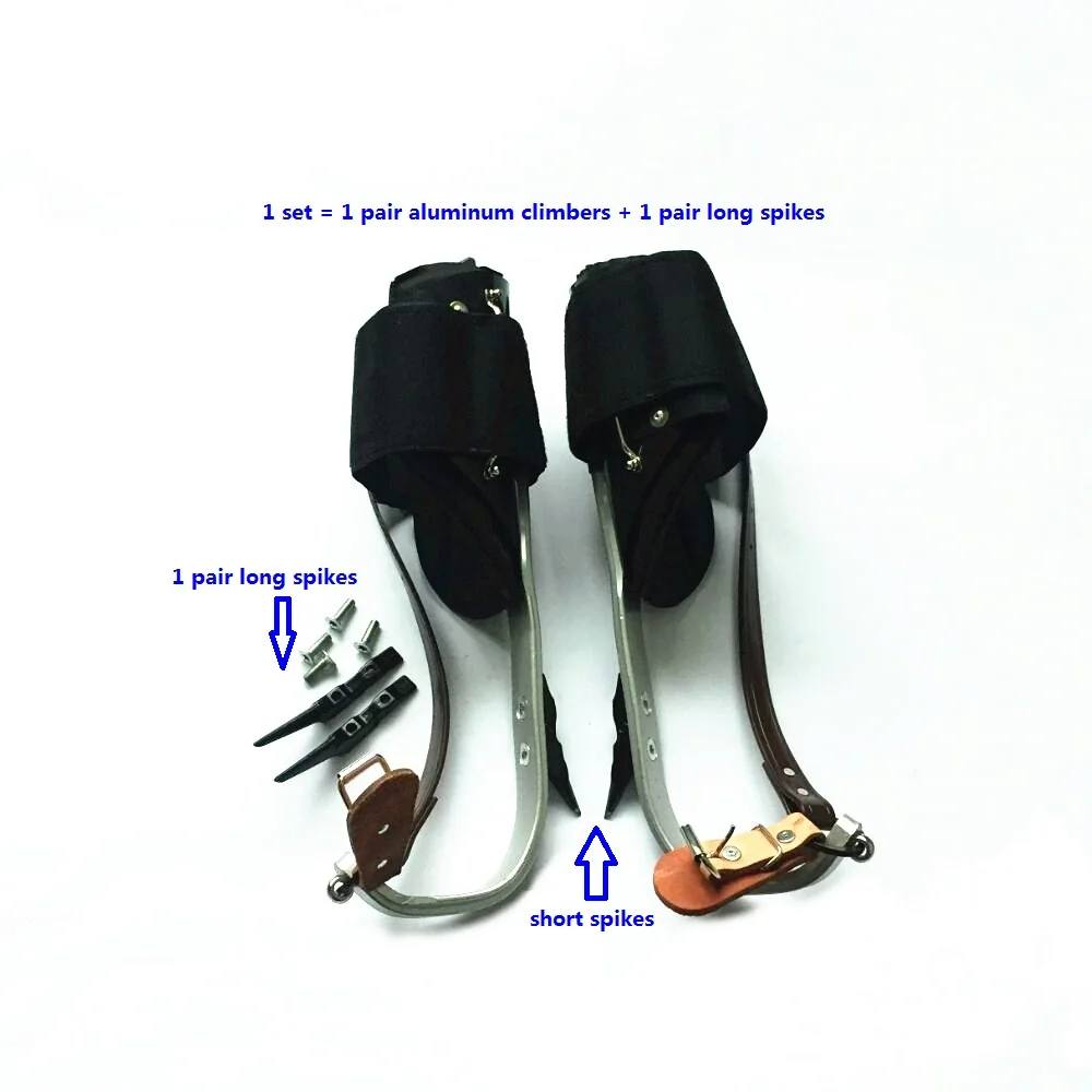 

1 Set Climbing Irons Long Spikes and Aluminum Black Tree Wooden Pole Climber