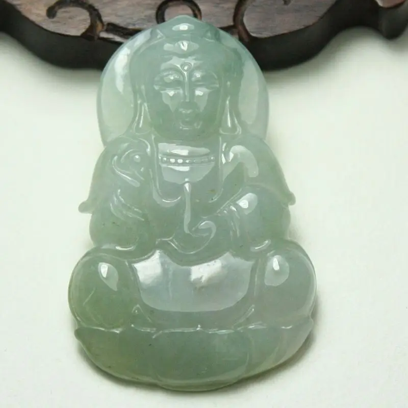 

Certified 100% Natural Green A Jade Jadeite Pendant Handmade Goddess of mercy 82