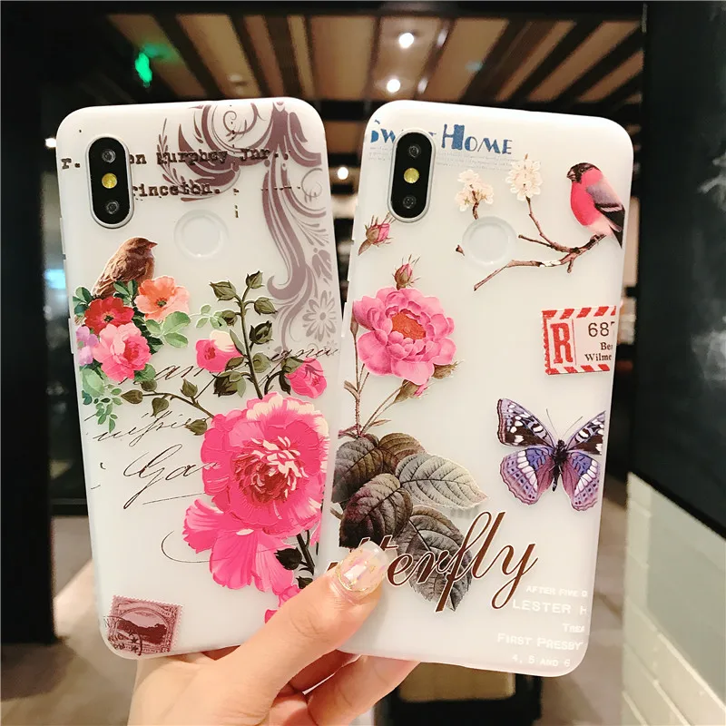 WeeYRN lindo suave transparente caso Xiao mi 8 mi 8 Funda 3D alivio de lujo de silicona TPU mate de la cubierta completa xiao mi 8 mi 8