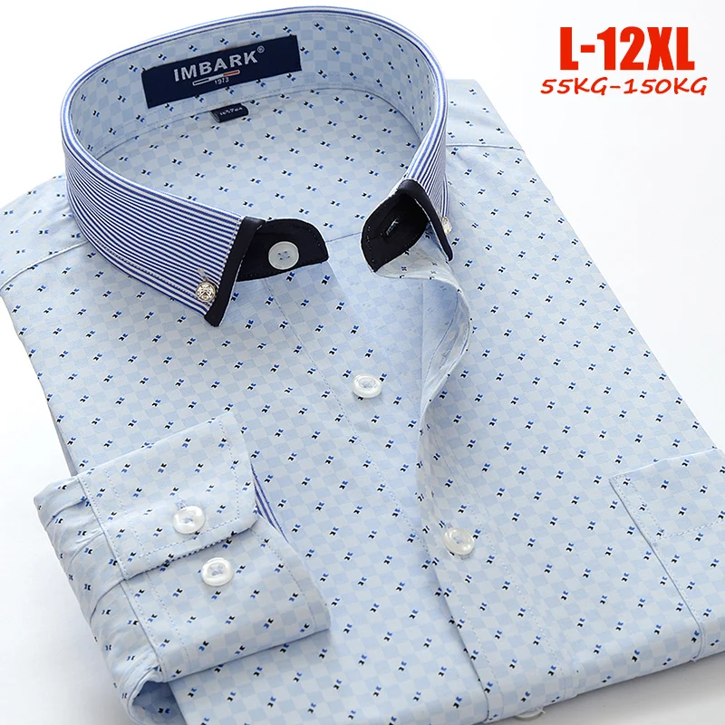 

Plus size men shirts 8xl 9xl 10xl cotton Polyester small flower big men shirts long sleeve square collar casual shirts men