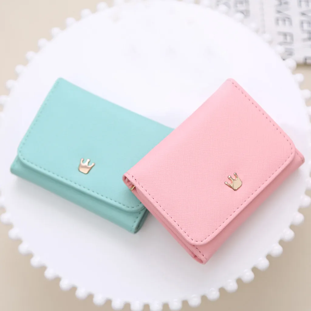 Wallet Women 2019 Lady Short Women Wallets Crown Decorated Mini Money Purses Small Fold PU Leather Female Coin Purse Card Holder Wallet Women 2019 Lady Short Women Wallets Crown Decorated Mini Money Purses Small Fold PU Leather Female Coin Purse Card Holder