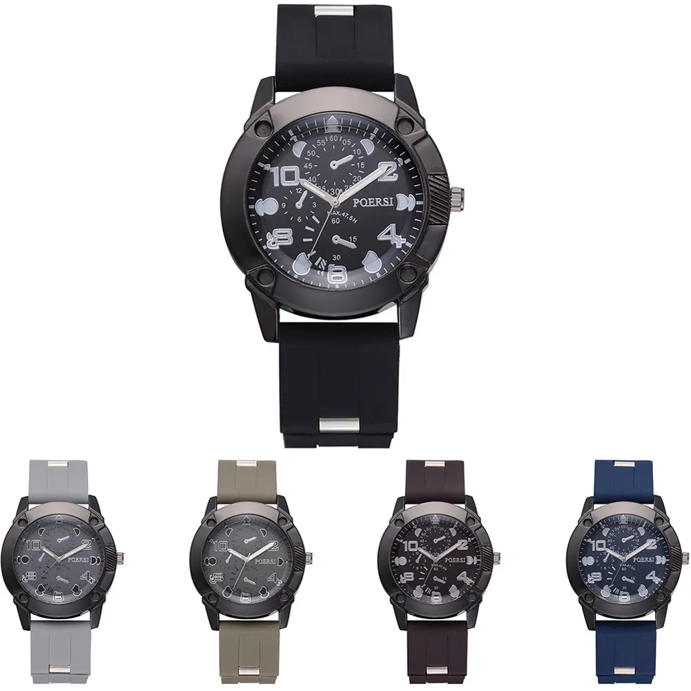 Хит продаж Для мужчин Повседневное кварцевые наручные часы с прочный силиконовый ремешок простые Стиль часы LL @ 17
