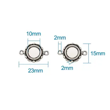 

Tibetan Style Links Connectors Cabochons Bezel Settings Bronze Flat Round Tray: 9.5mm 23x15x2mm Hole: 2mm