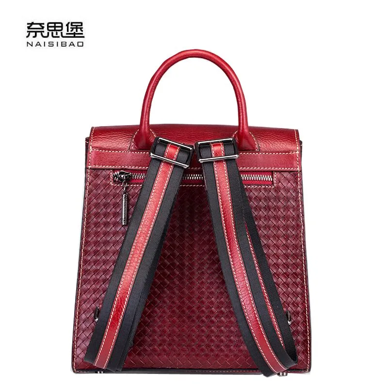 Dos Qualité De Femmes Cuir Naisibao Top Sac 2018 À Designer Rouge Mode Nouvelles En Relief Marque ABwwOWqHn