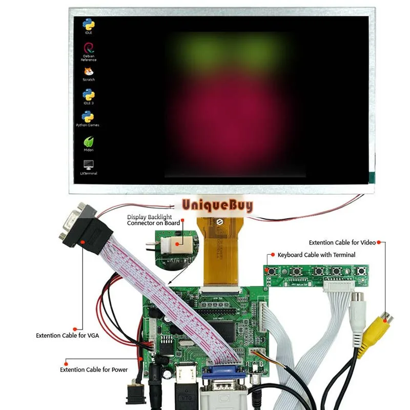 ЖК-экран для Raspberry Pie 10,1 дюймов Ultra Clear Highlight HDMI + VGA + 2AV