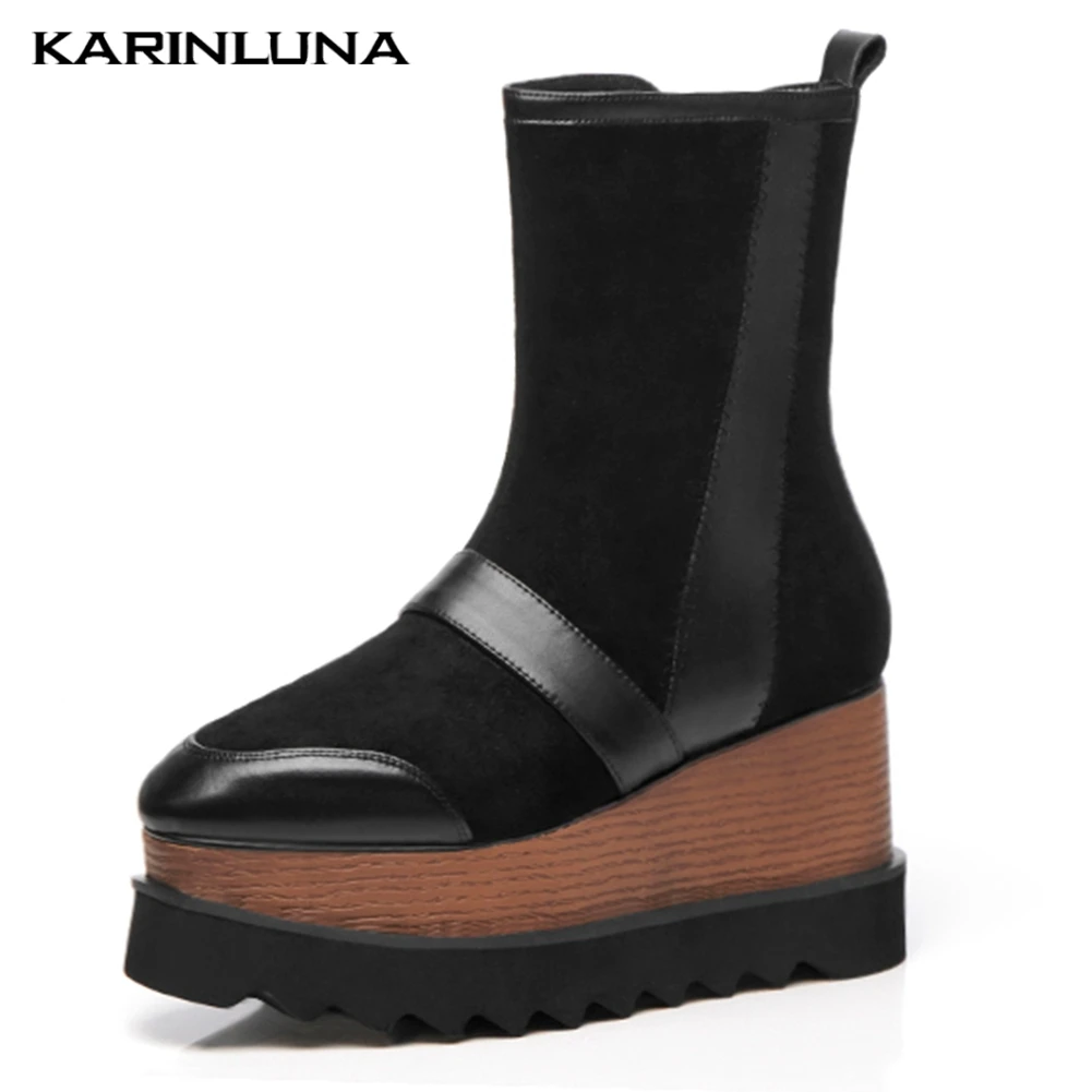 

ON sale INS Hot Street Cool Fashion Wedges Shoes High Heels Ankle Boots Women Flatform Boots Women Shoes Woman Plus Size 32-42