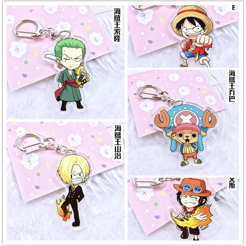 

Anime Keychain One Piece Sanji Franky Tony Chopper Luffy Sanji Acrylic Pendant Doubleside Keychain Keyrings kulcstarto Charms