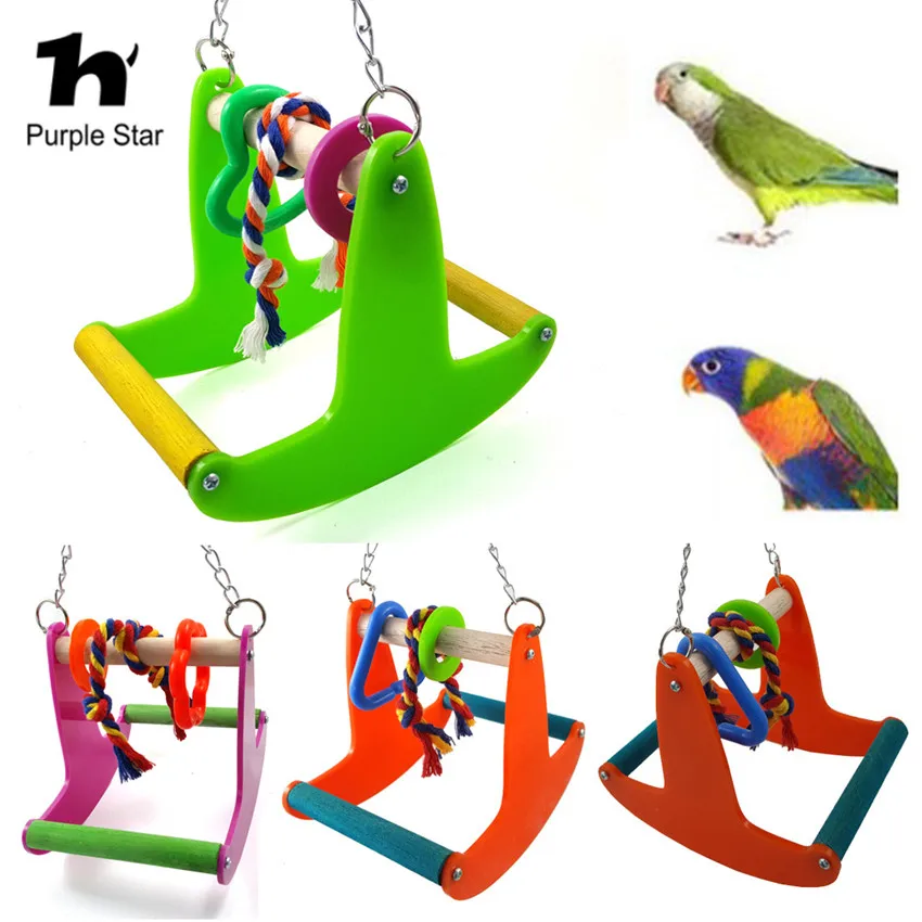 Purple Star Bird Swing Stand Bar Parrot Toys Perch Chewing Bite Claw