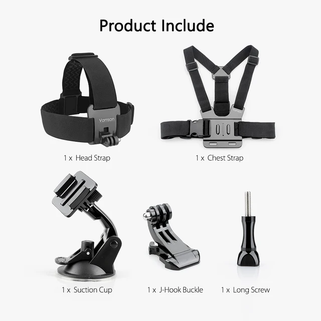 Vamson for Gopro Hero 7 5 4 4session Accessories Set Head Strap Chest Strap Suction Cup For Xiaomi for Yi 4 K for EKEN H9R VS69