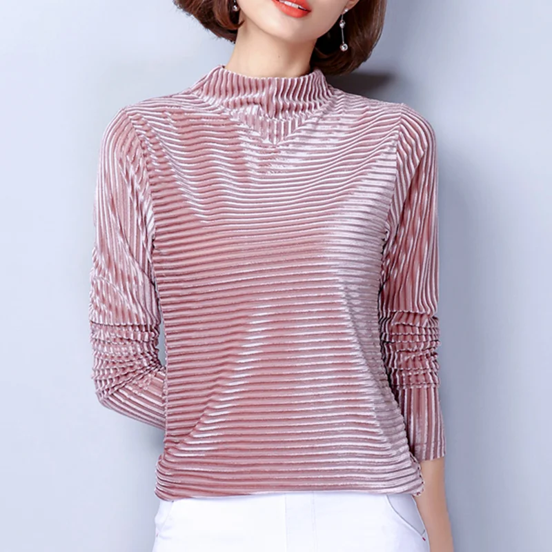 Women Blouses Shirts Fashion Woman Striped Stretch Blouse Shirt Plus Size Elegant Long Sleeve Shirt Women Woman Shirts Plus Size