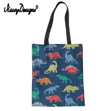 Noisydesigns/Женская Холщовая Сумка-тоут с принтом динозавра и животного, сумка для покупок Kawaii, голографическая сумка на плечо, многоразовые сумки для девушек