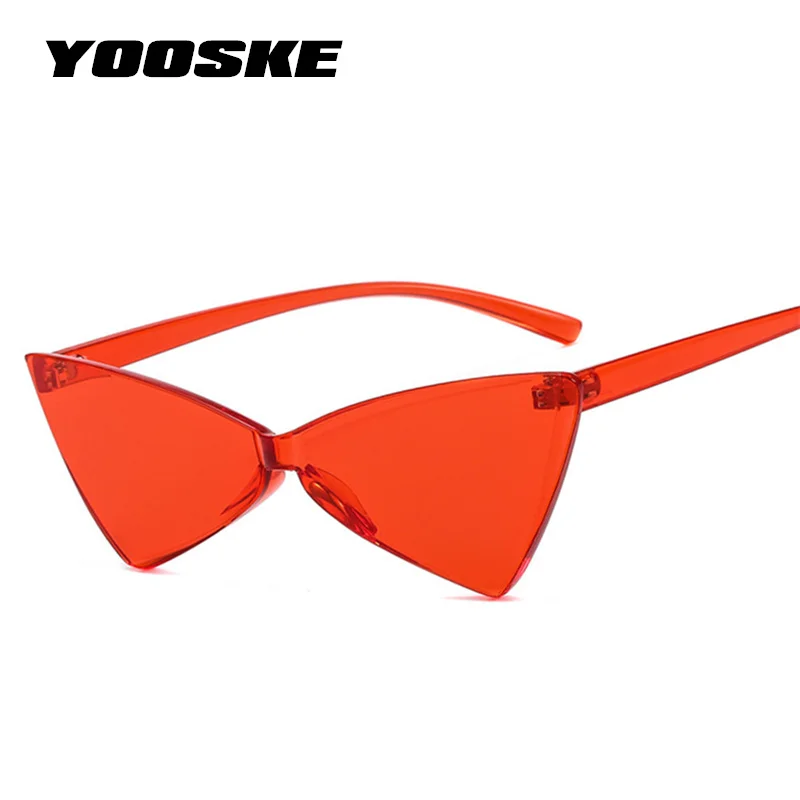 

YOOSKE Rimless Sunglasses Women Triangle Cat Eye Sun glasses Female Ocean color Lens Eyewear