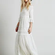 Весна лето женская винтажная Этническая Вышивка хиппи бохо люди хлопок лен Туника короткие свободные длинные платья халат longue