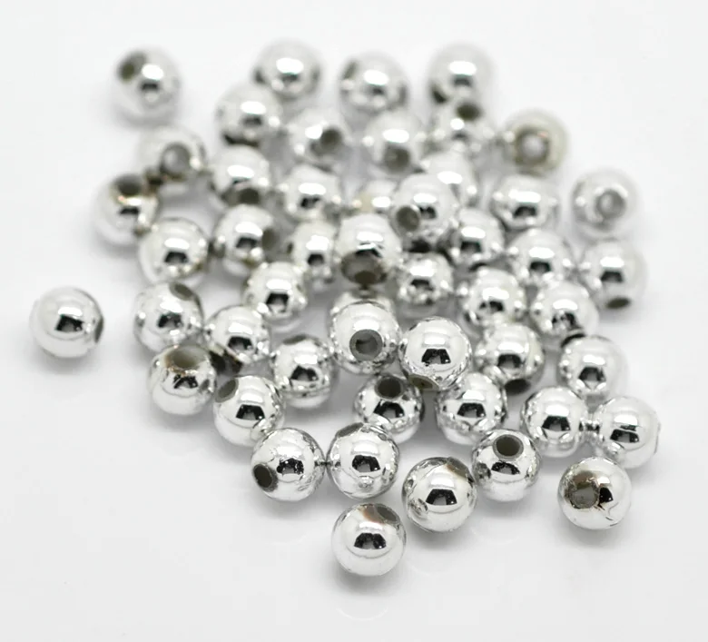 

Doreen Box hot- 1000PCs Silver Tone Acrylic Round Spacers Beads Findings 5mm(2/8")(B19554)
