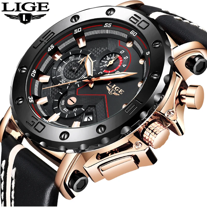 

Reloj Hombre 2019 LIGE Men Watches Top Brand Luxury Leather Band Sport Waterproof Quartz Watch Men's like Relogio Masculino