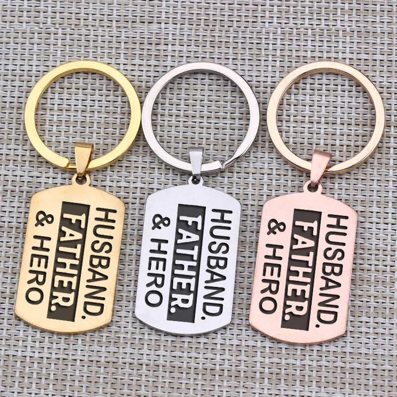 Gift Key Chain To Husband Hand Stamped Men's Jewelry Father's Day Hero Birthday Anniversary Souvenir Keyring | Украшения и