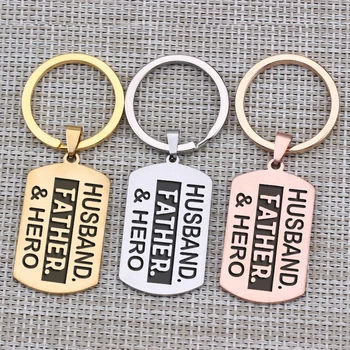 

Gift Key Chain To Husband Hand Stamped Men's Jewelry To Husband Father's Day Hero Birthday Anniversary Souvenir Keyring