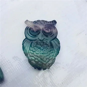 

Natural crystal quartz fluorite owl ornamental animal