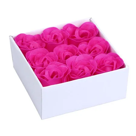 1 коробка, 9 цветов, ароматизированное мыло для ванны, лепестки роз, свадебное украшение, fansy rosy цветочный с коробкой, лучший подарок, поставка# B5 - Цвет: hot pink