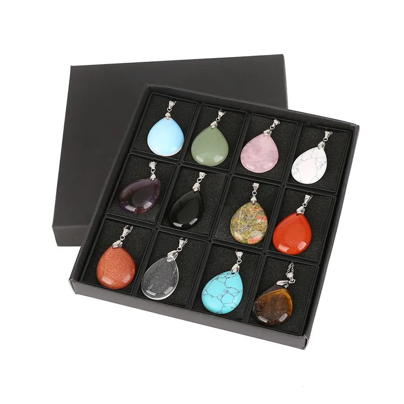 ASHMITA Wholesale 12pcs/lot 2018 Trendy Hot Sell Natural Stone Water Drop Shape Pendants Charms For Necklaces Making Fashion Jewelry