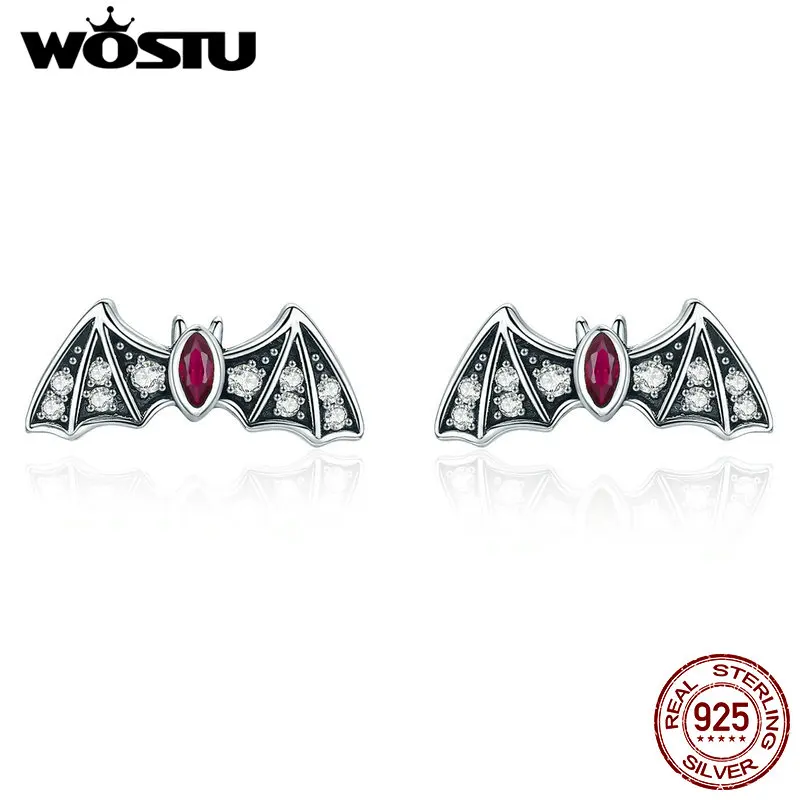 WOSTU Настоящее 925 пробы Серебряные стильные серьги-гвоздики с животными для женщин 3A Циркон Серебряные украшения с камнями Подарок на годовщину CTE004