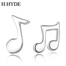 Высота: HYDE Новая мода 1 пара Женские серьги асимметрия музыкальные ноты серебро Цвет серьги штифты серьги для серьги-капельки с кристаллом