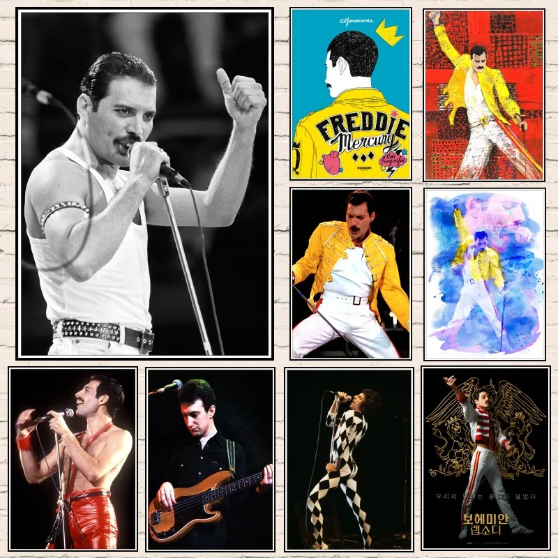 

Queen Band Music White Coated paper Posters Bohemian Rhapsody Film posters Freddie Mercury Wall Stickers room decoration 2005