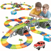 Electric Car With Light Race Track Ramp Turn Road Bridge Crossroads DIY Universal Accessories Toys For Children