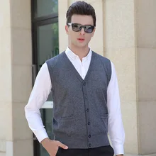 Осенне-зимний мужской кардиган, свитер, Молодежный компьютерный вязаный Повседневный однобортный жилет с v-образным вырезом без рукавов, размер M L XL 2XL 3XL