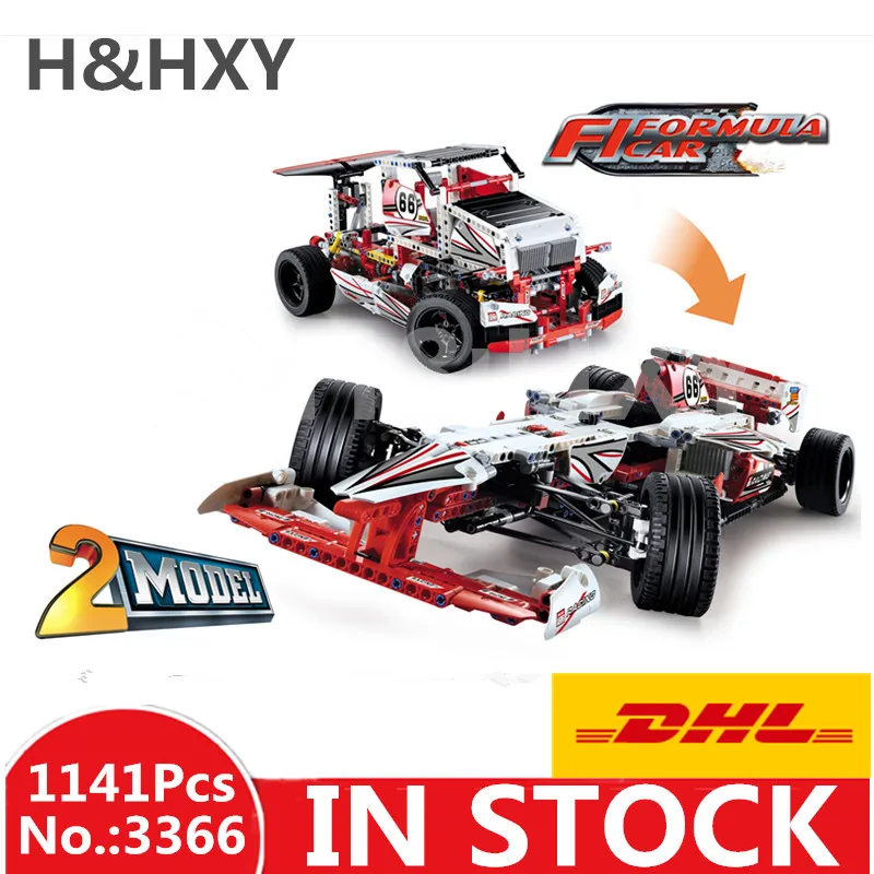 В наличии DHL H &amp HXY 3366 1141 шт. Technic 2 в 1 F1 формула гоночного автомобиля DECOOL