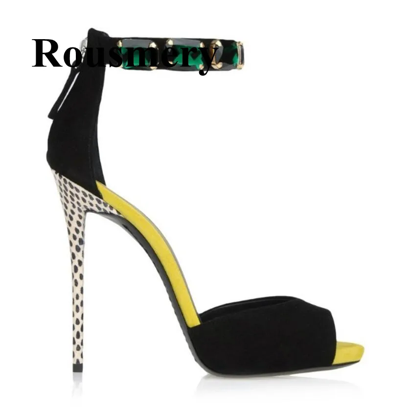 emerald strappy heels