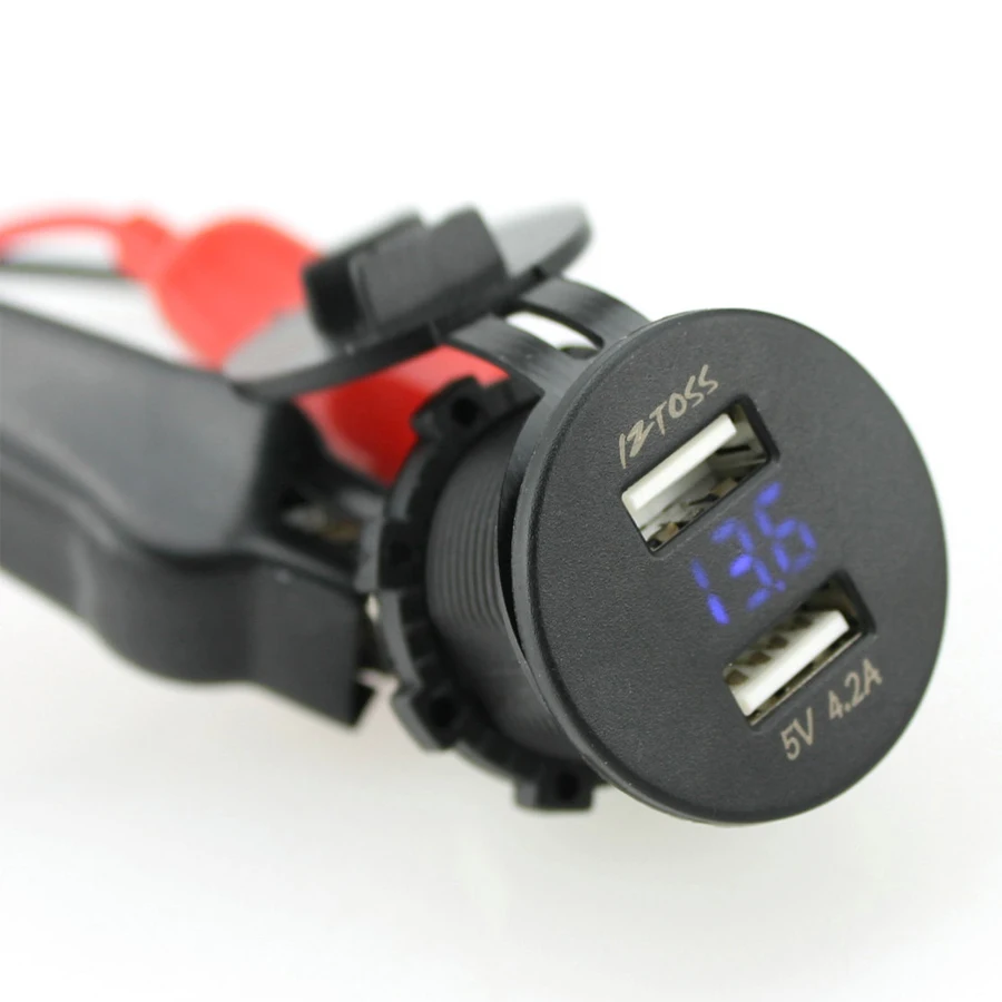 Buy 2in1 Waterproof Blue LED Car Voltmeter With 4.2A