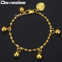 Davieslee браслеты для детей золотые Rolo панцирные кубинские звенья цепи Браслет Крест Колокольчик в форме сердца Звезда Шарм браслет детские ювелирные изделия DGBM102