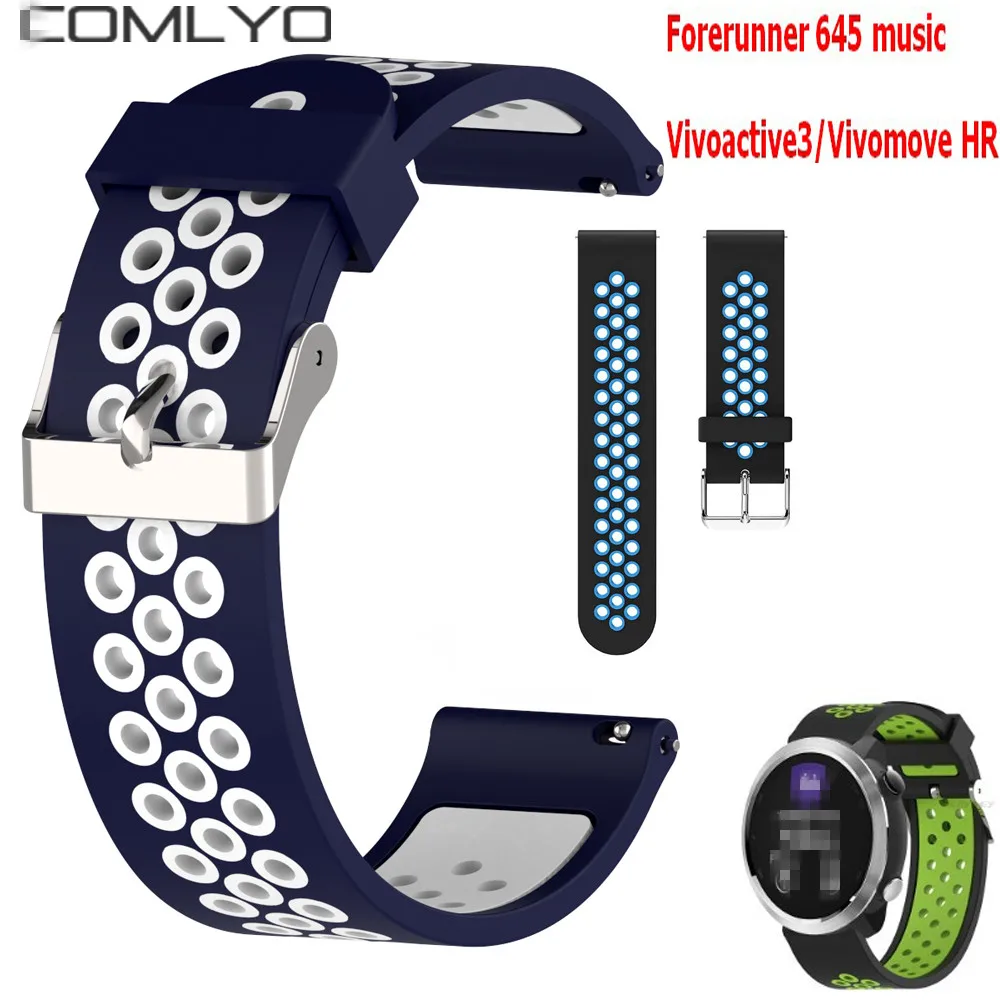 

COMLYO 20mm Silicone Wrist Band for Garmin Vivoactive 3 Vivomove HR Strap Wristband for Garmin Forerunner 645 Music Smart Belt