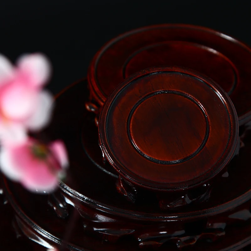 Solid Wood Round Vase Base Aquarium Teapot Strange Stone Urn Flowerpot Buddha Furnishing Articles Root Carving