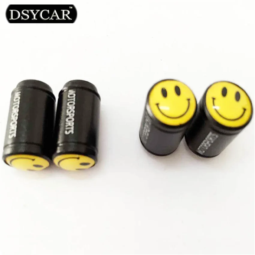 4Pcs/Lot  Universal Aluminum Car Bicycles Motorcycles Tyre Air Valve Caps Smiling Face Tire Valve Caps Dust Cover Car styling