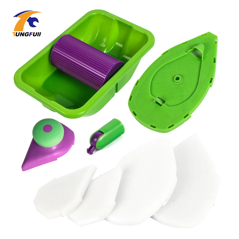 (Ship from FR)4pcs Sponges Wall Paint Roller Tray Household Wall