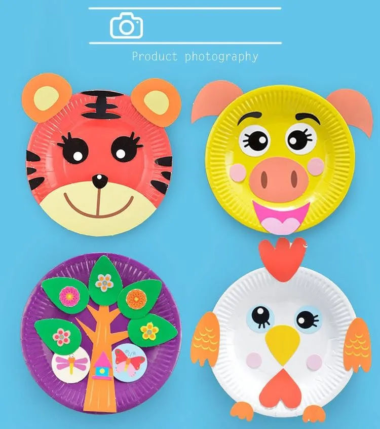 8 дюймов детей ручной работы DIY мульти цветной картон пластины наклейки/дети ребенок мультфильм животных искусство Развивающие игрушки для рукоделия