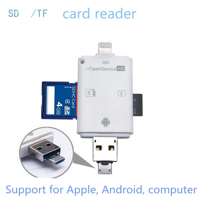 USB 3in1 TF SD M2MS External Memory Card Reader cable For iPhone 6s