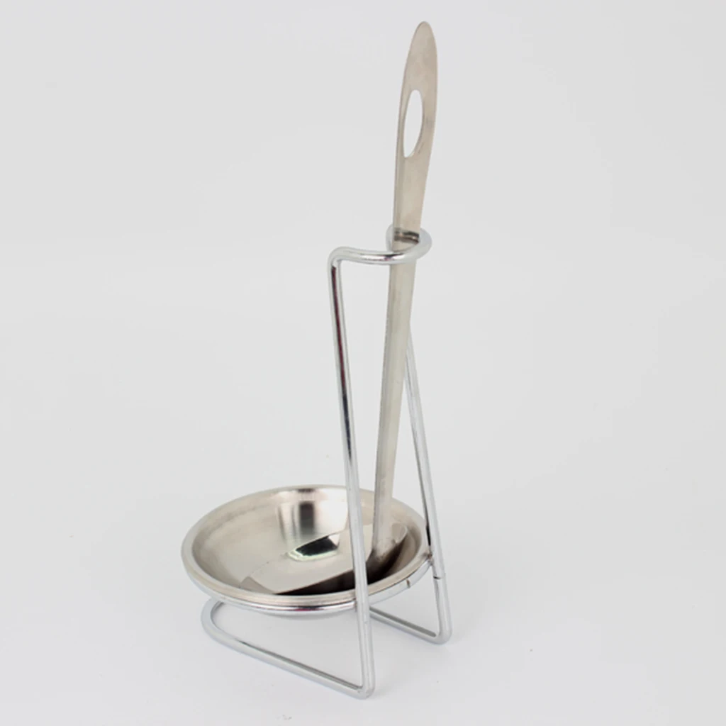 Spoon Rest, Stainless Steel Ladle Spoon Holder with Removable Bowl, Cooking Utensils Metal Stand Tray for Kitchen Counter