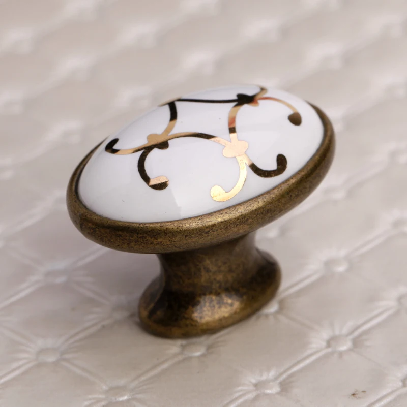 5PCS Oval Dresser Knob Drawer Pulls Ceramic Kitchen Knobs