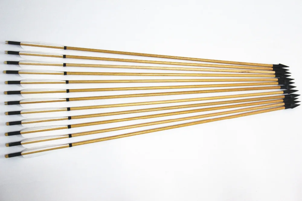 

12 Pcs Wooden Arrow War-Style Turkeys Feather For European Style Longbow Archery