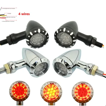 

Motorcycle LED Black/Chrome Bullet Flashing Brake Blinker Light Turn Signal Indicator Lamp For Harley Cruiser Chopper VT400 750