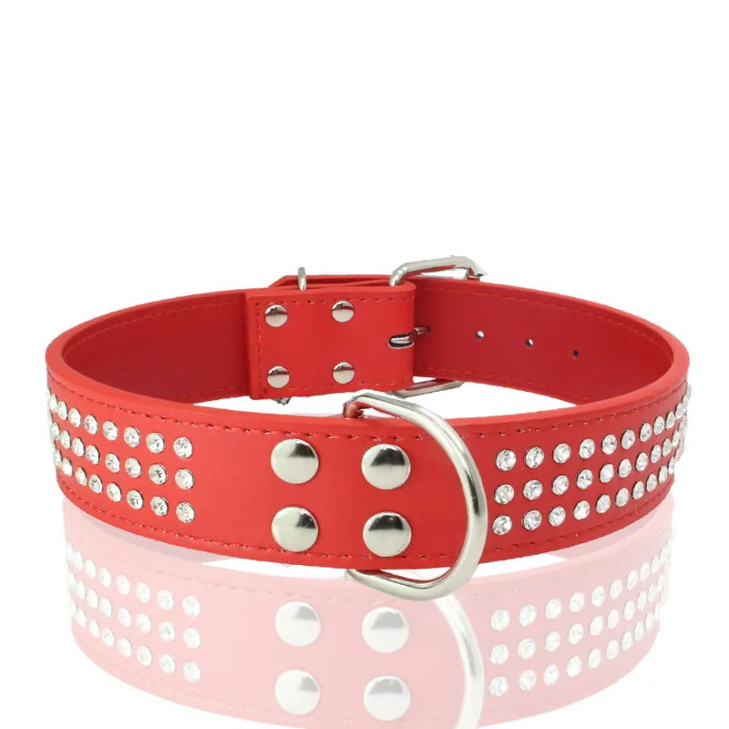 Large Size Dog Collar Drilling Of Three Water Bling Big Dog Collars Rhinestones XL 5 Colorsin