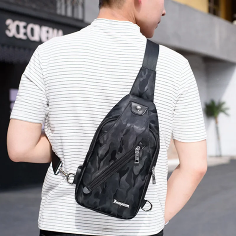 Men Backpack Anti Theft Canvas Chest Bag USB Rechargeable Teenager Single Shoulder Bag Boy Casual Mochila Sac A Dos Homme BP0216 (11)