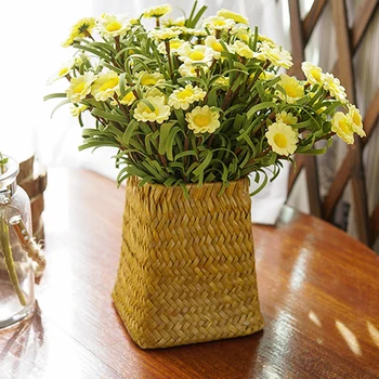 

14x12cm Nordic retro handmade cone shape nature straw vase dried flowers living room decoration flower basket household ornament