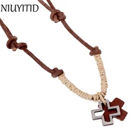 NIUYITID Cross Pendant Adjustable Long Rope Necklaces Jewellery For Man Woman Christmas Jewelry